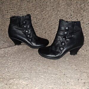 MIZ MOOZ-Charmer-Black Leather Retro Steampunk Ankle Booties-Sz 38-Excellent